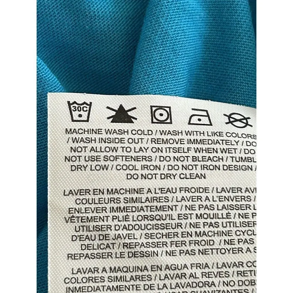 Nike Women Medium Activewear Top Blue Short Sleeve Scoop Neck Swoosh